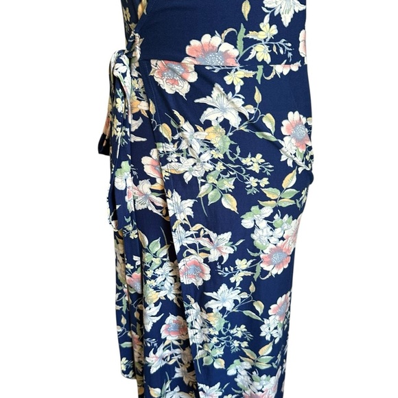Derek Heart Plus Womens Navy Blue Floral Wrap Knit High-Low Midi Dress Size S - Picture 14 of 16